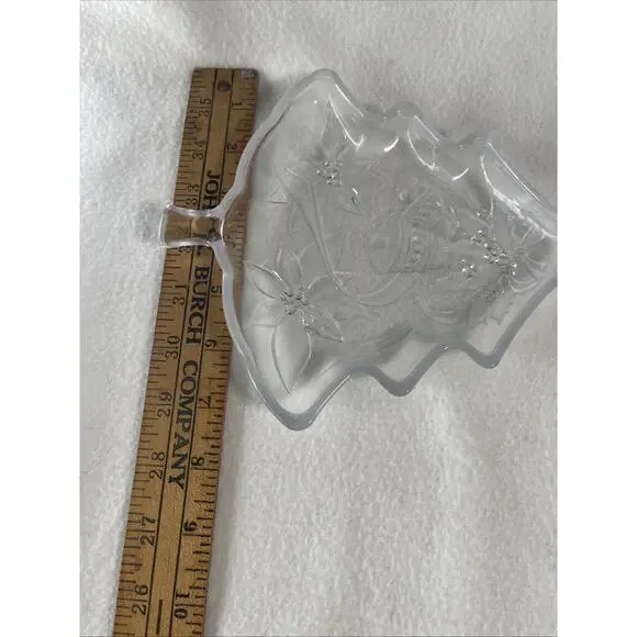 Holiday Clear Glass Tree Candy Dish w/ Bell & Flower Design - Picture 6 of 6